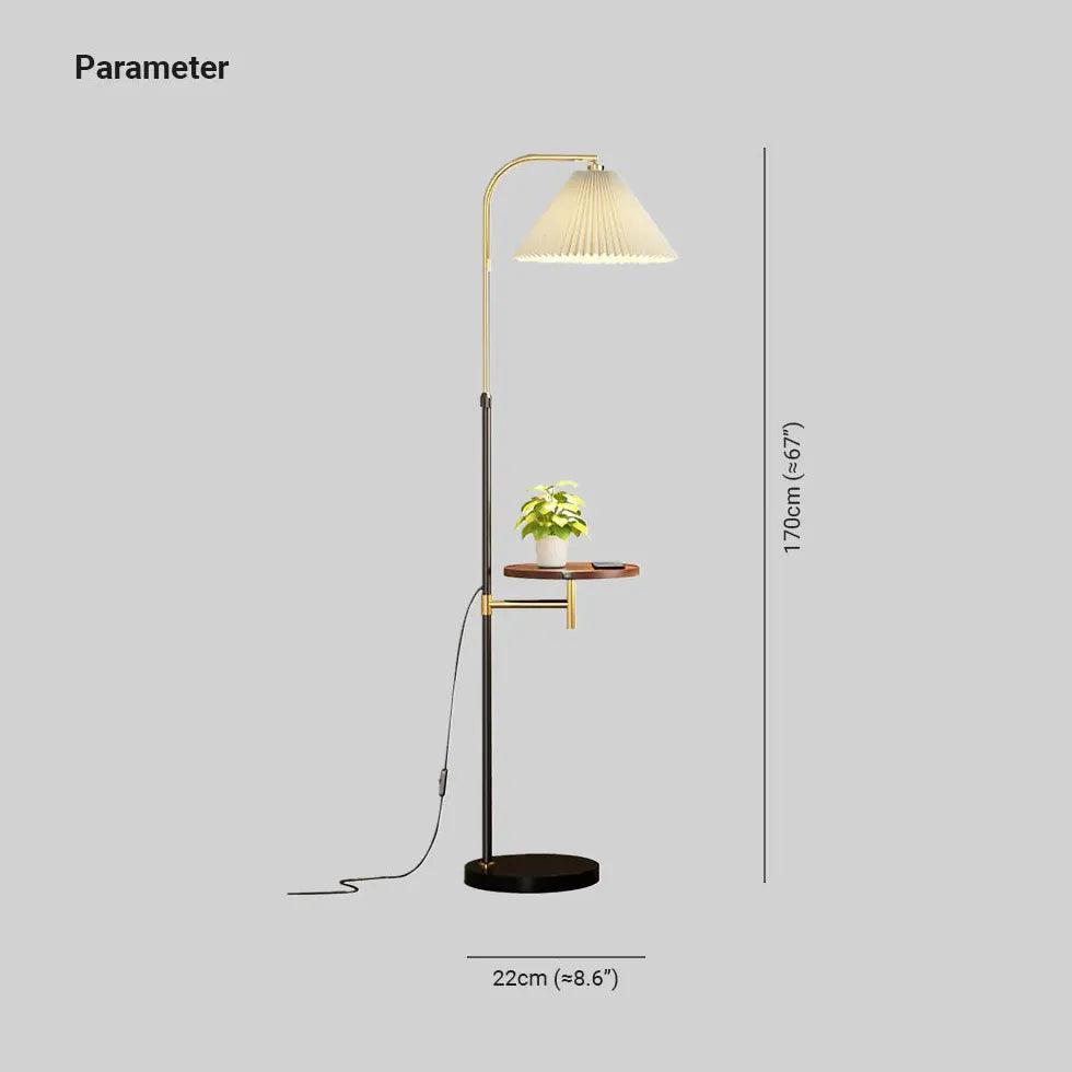 White Floor Lamp with Side Table - Clowas