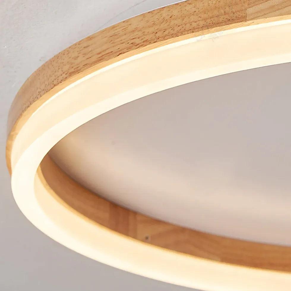Hollow Ring Bedroom Wooden Flush Ceiling Lights - Clowas