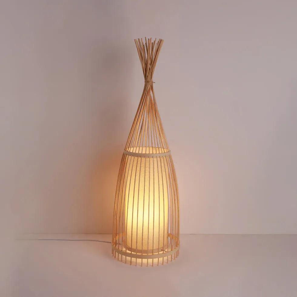 Cone-Shaped Rattan Warm-Toned Floor Lamp - Clowas