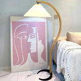 Wooden Curved Fabric Bedroom Floor Lamp - Clowas