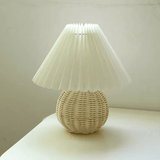 Rattan Paper Pleated Natural Table Lamp - Clowas