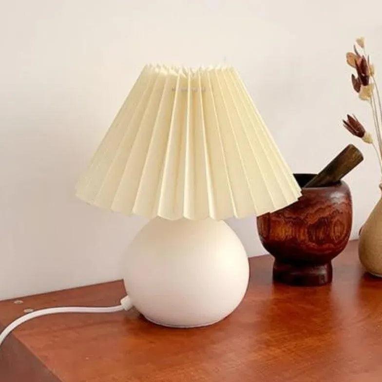 Rattan Paper Pleated Natural Table Lamp - Clowas