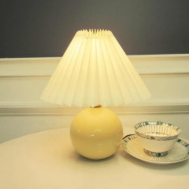 Rattan Paper Pleated Natural Table Lamp - Clowas