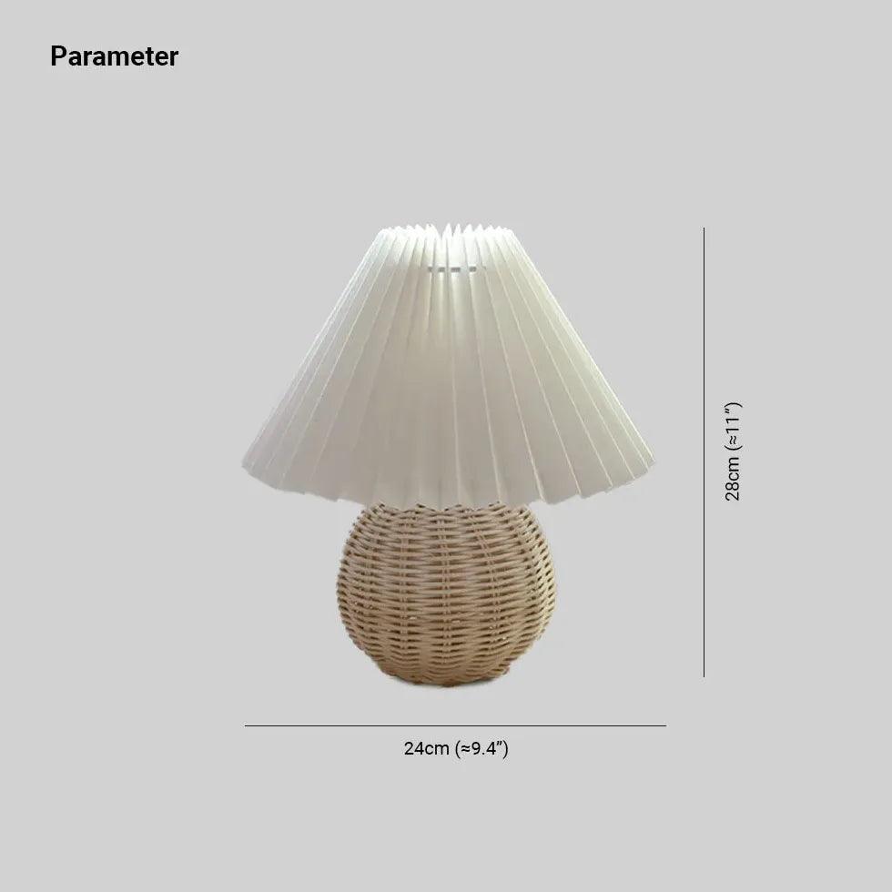 Rattan Paper Pleated Natural Table Lamp - Clowas