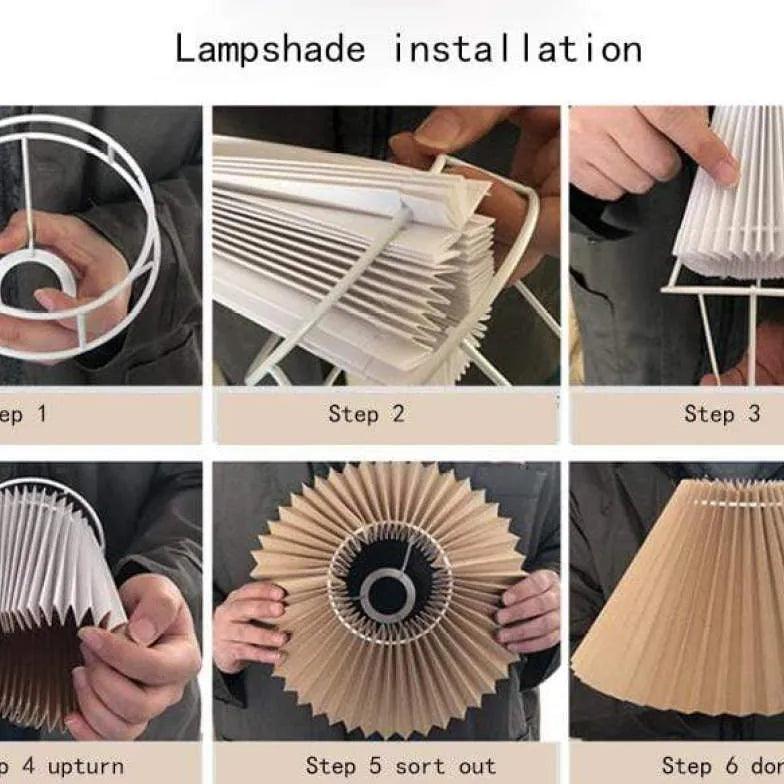 Rattan Paper Pleated Natural Table Lamp - Clowas