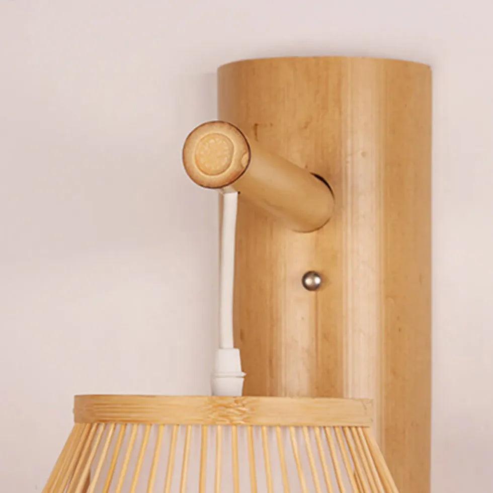 Wicker Wall Light Lantern Wooden - Clowas