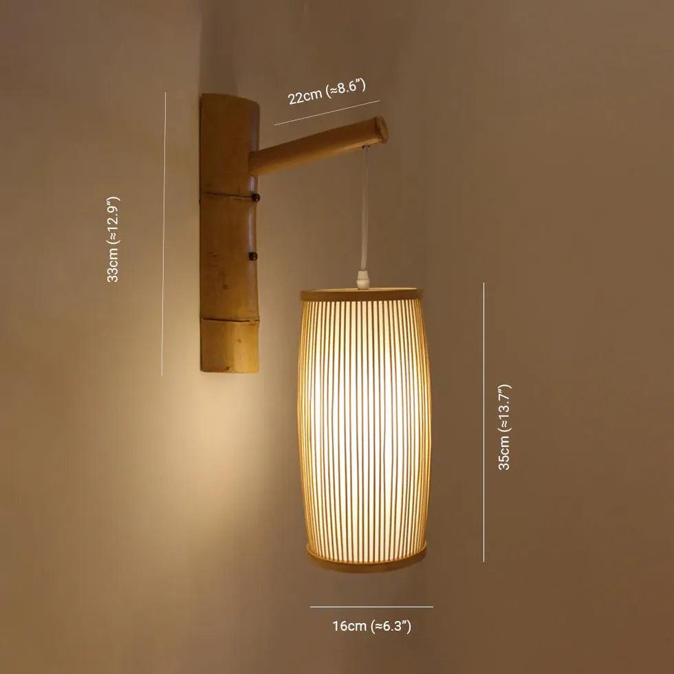 Wicker Wall Light Lantern Wooden - Clowas