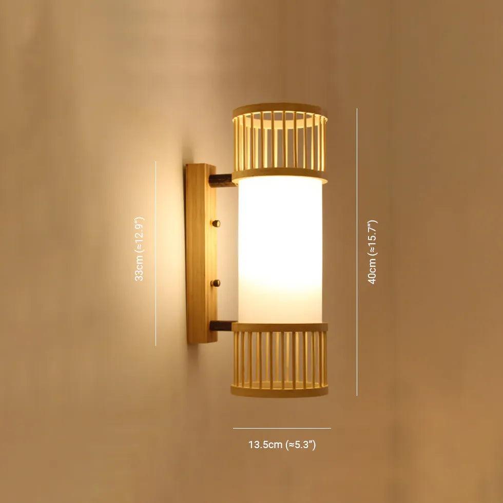 Wicker Wall Light Lantern Wooden - Clowas