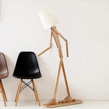 Contemporary Wooden Floor Lamp Humanoid Design for Living Room
