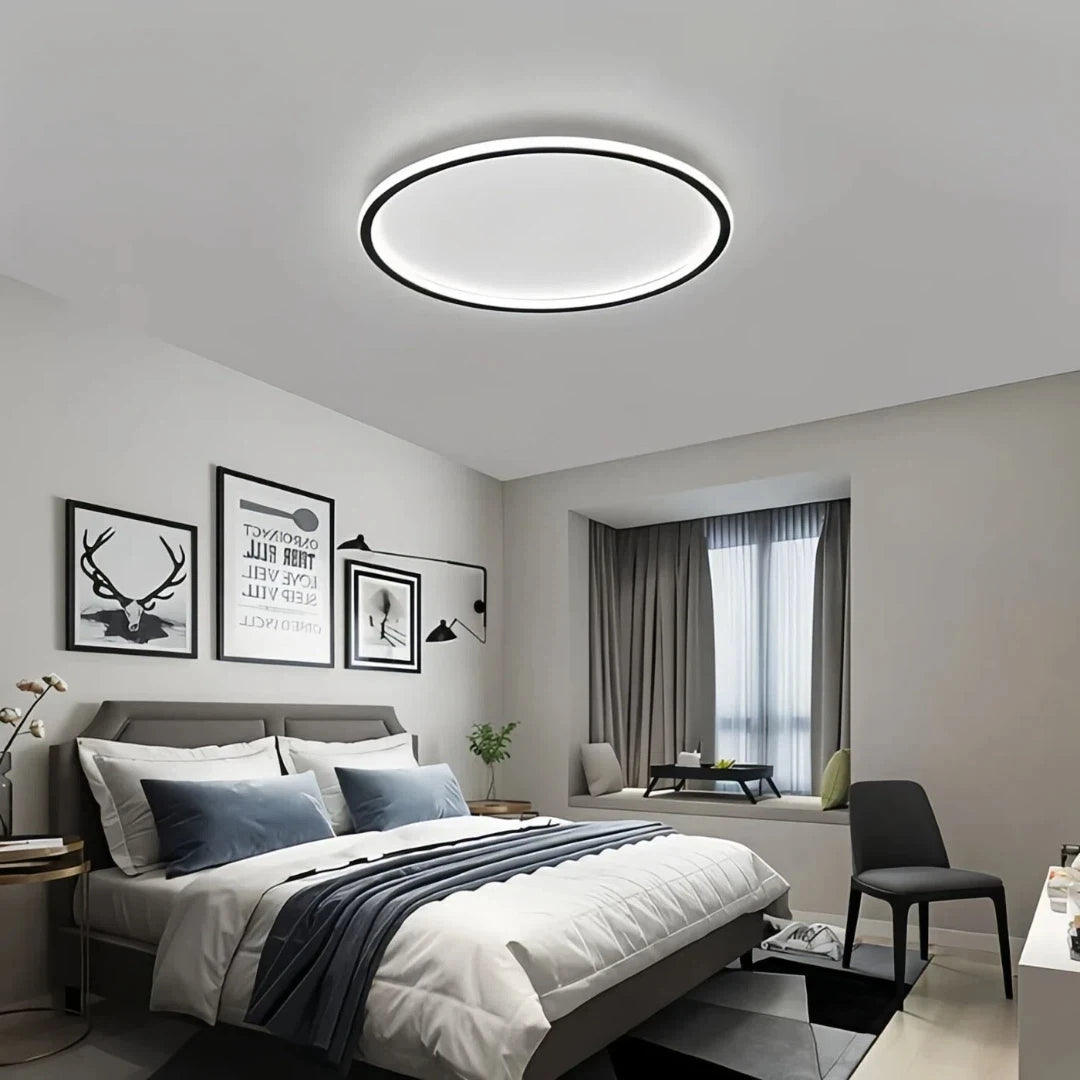 Modern Round Flush Ceiling Light Slim Dimmable for Bedroom