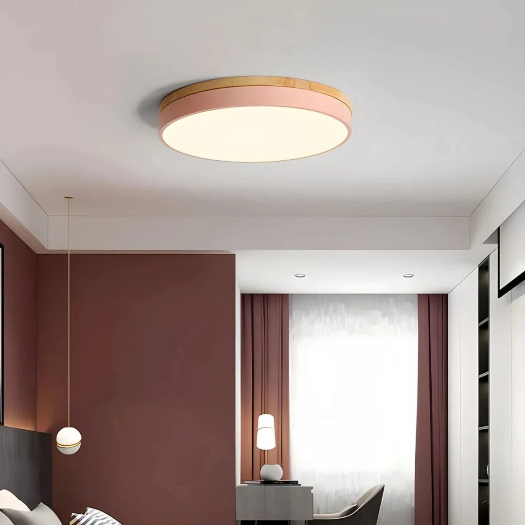 Nordic Round Flush Ceiling Light Dimmable Metal for Bedroom