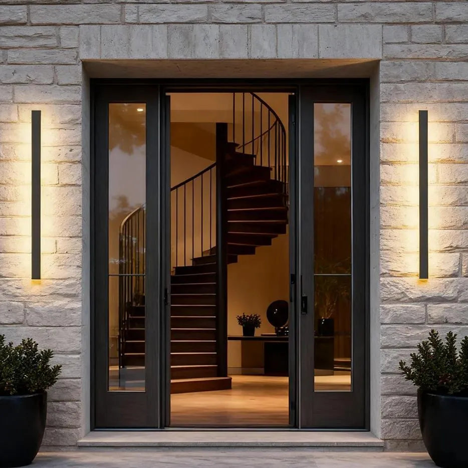 Minimalist Outdoor Linear Wall Light Black for Porch, IP65, Motion Sensor