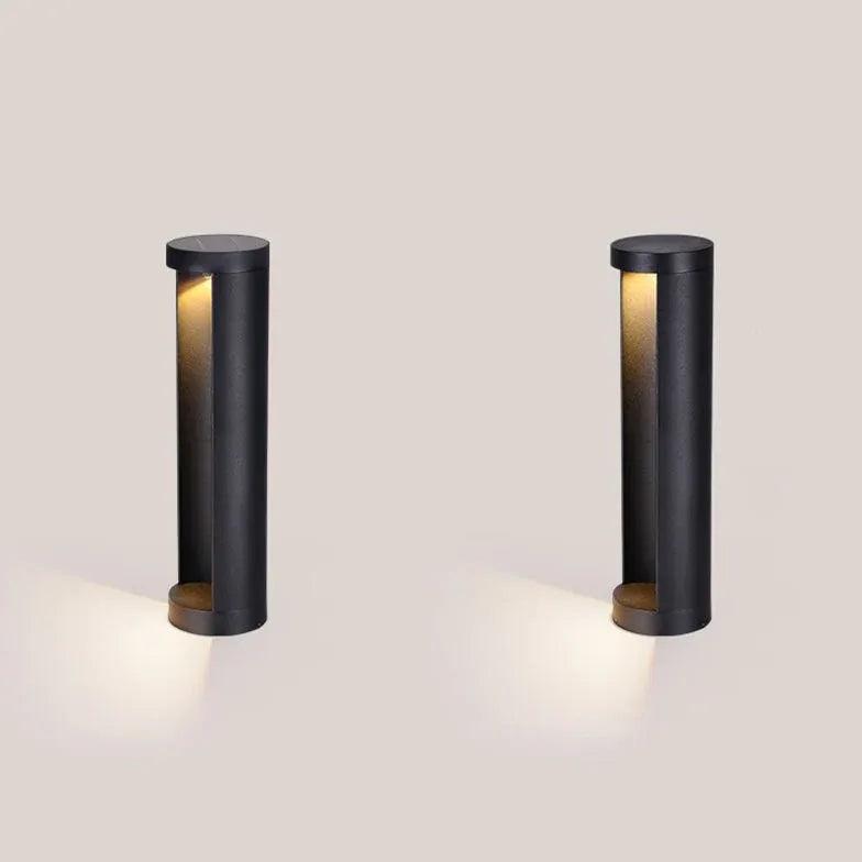 Cylindrical Reflection Black Bollard Lights - Clowas