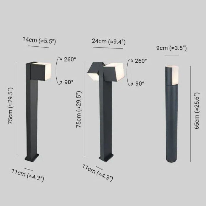 Geometric Rotation Black Bollard Lights - Clowas