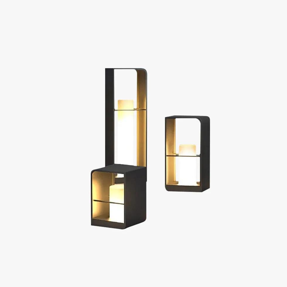 Cylinder Lantern Black Outdoor Floor Lamps - Clowas