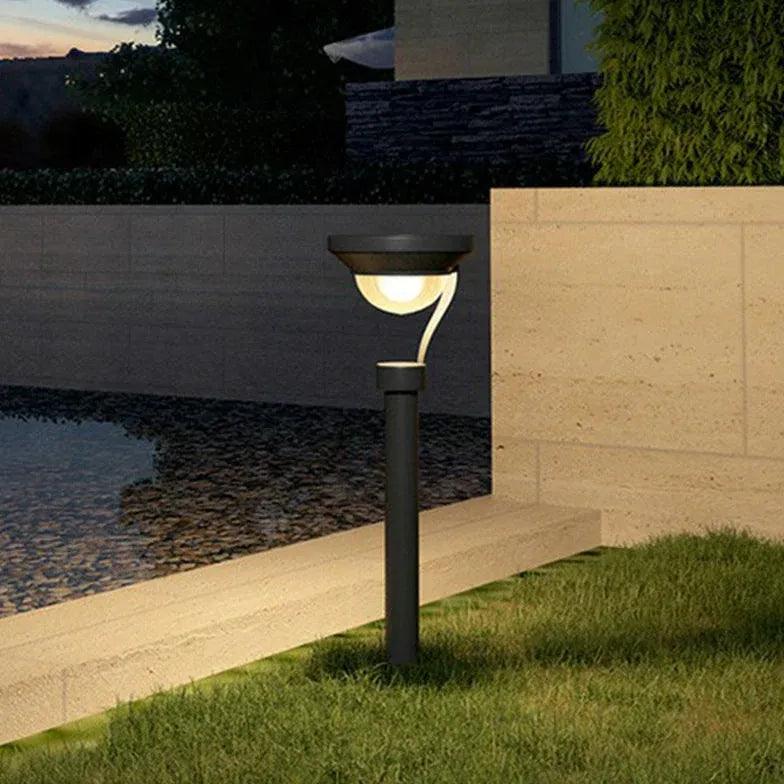 Grey Bowl Shaped Solar Bollard Lights - Clowas
