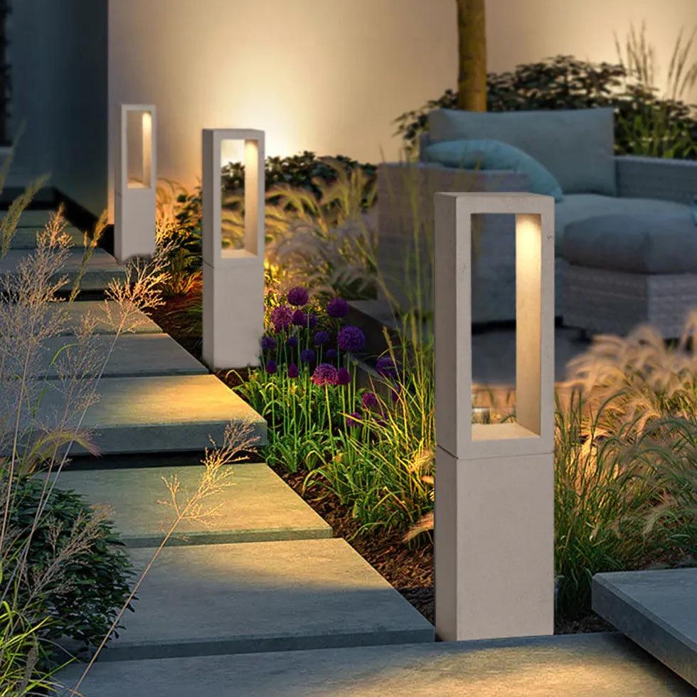 Minimalist Square Cement Courtyard Lighting