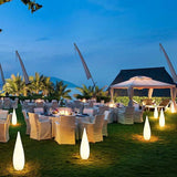 Water Drop White Outdoor Floor Lamp with Solar-Powered