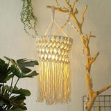 Bohemian Woven Cotton Tassel Wooden Pendant Light