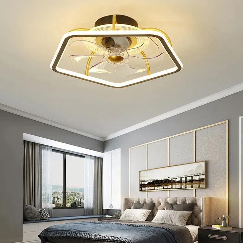 Pentagon Gold LED Bedroom Fan Light - Clowas