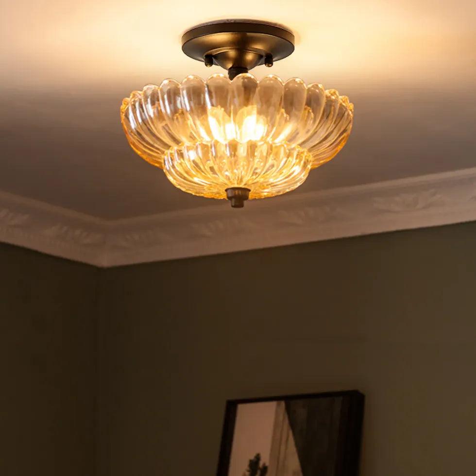 Petal Shaped Glass Lampshade Vintage Ceiling Light - Clowas