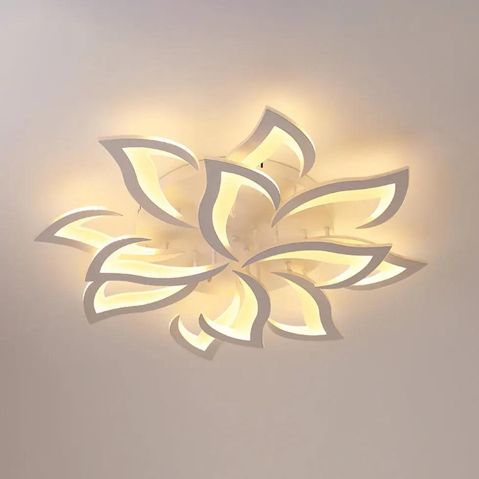 Petal-Shaped White Living Room Ceiling Light - Clowas