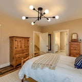 Modern Sputnik Semi Flush Ceiling Light Dimmable Metal for Bedoom