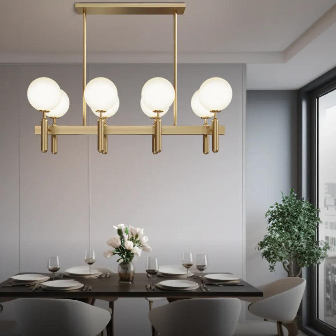 Plant Spherical Lampshade Glass Gold Chandelier - Clowas