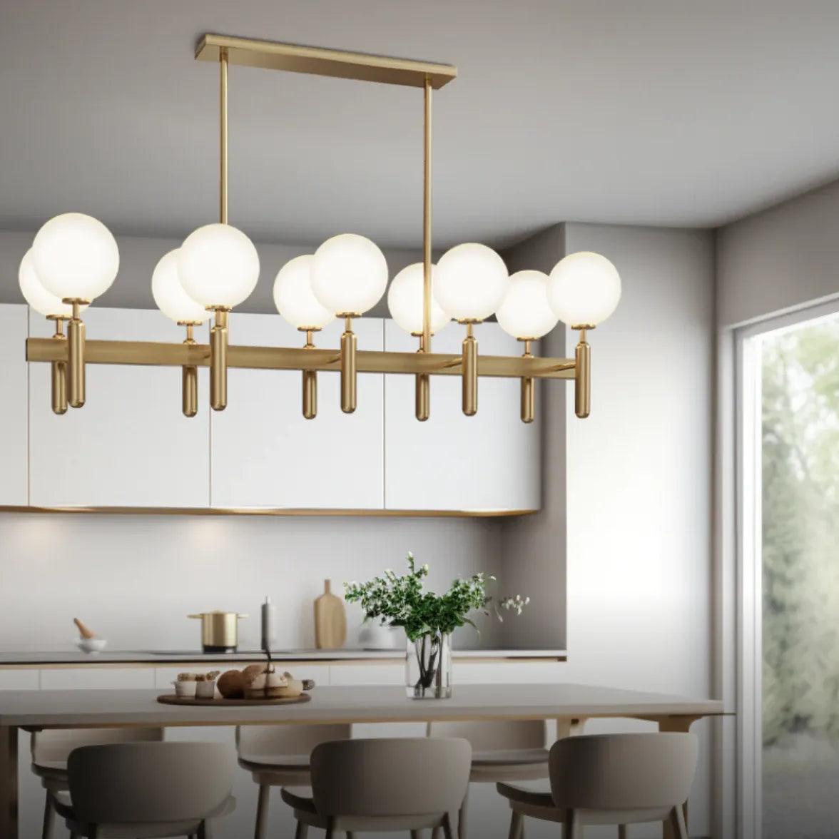 Plant Spherical Lampshade Glass Gold Chandelier - Clowas