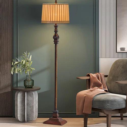 Pleated Shade Traditional Style Warm-Toned Floor Lamp - Clowas
