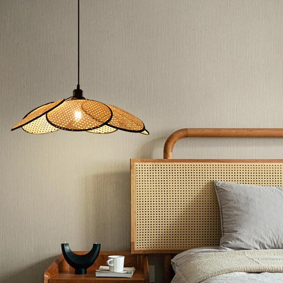 Porous Petals Bedroom Rattan Pendant Light - Clowas