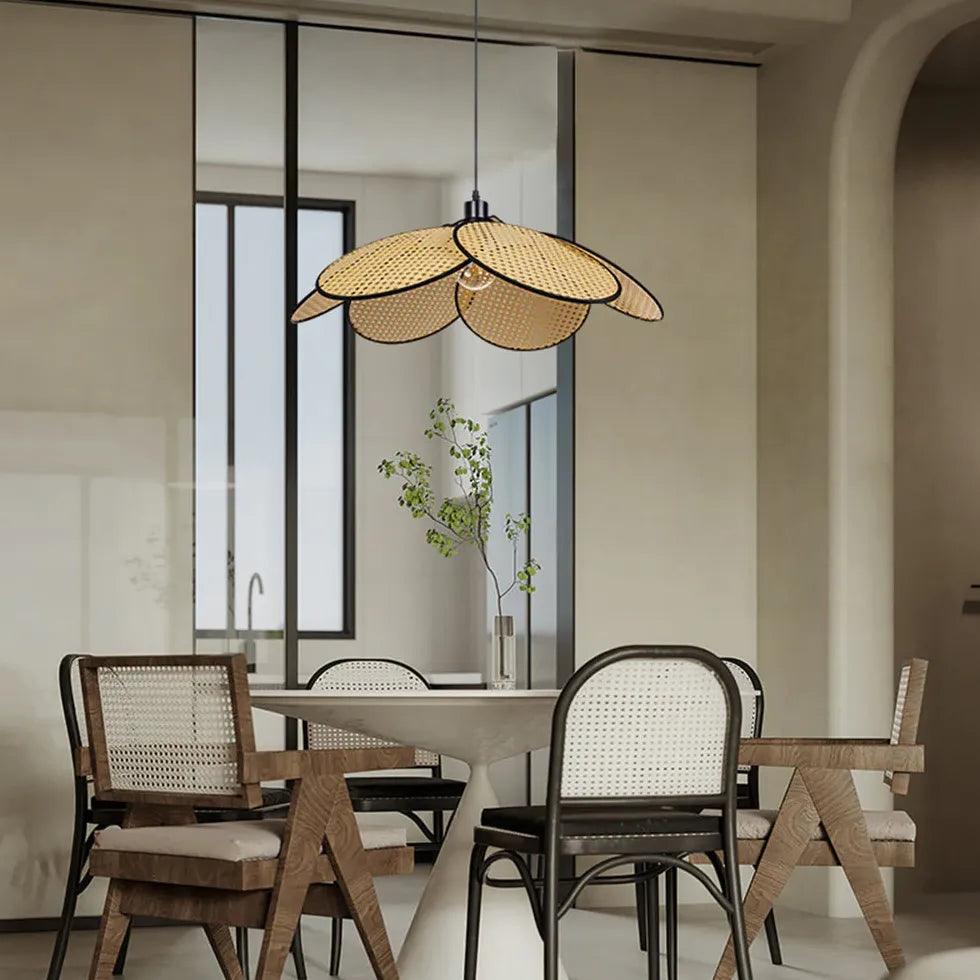 Porous Petals Bedroom Rattan Pendant Light - Clowas