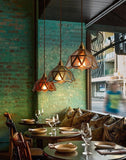Colored Glass and Antique Brass Pendant Light