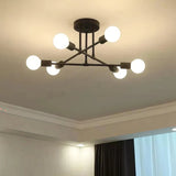 Modern Sputnik Semi Flush Ceiling Light Dimmable Metal for Living Room