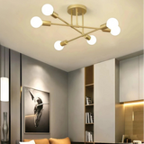Modern Sputnik Semi Flush Ceiling Light Dimmable Metal for Living Room