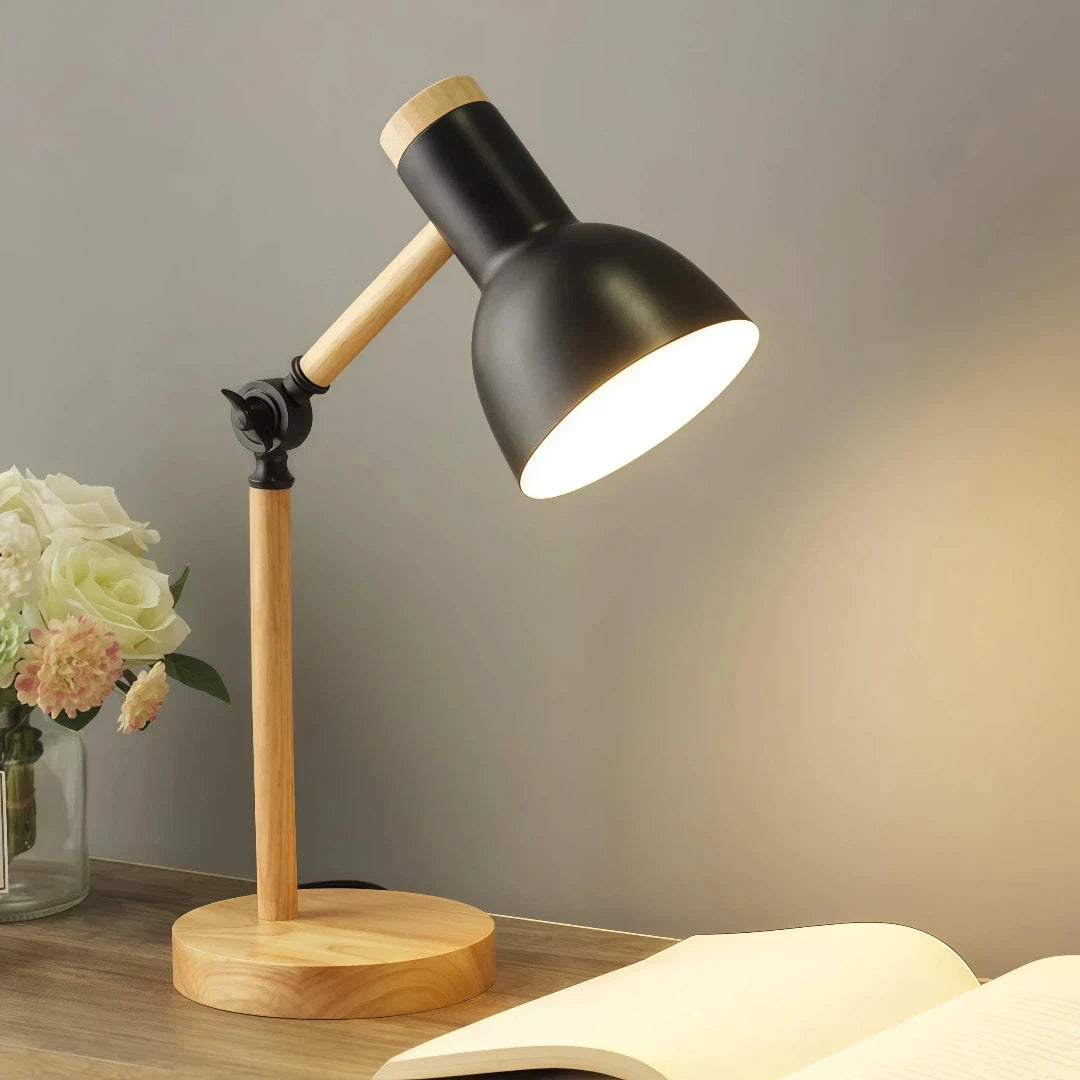 Nordic Table Lamp Wood with Adjustable for Home Office