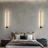 Minimalist Linear Wall Light Black Metal Dimmable for Living Room