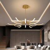 Modern Rotating Chandelier in Metal Dimmable for Living Rooms