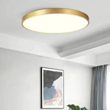Modern Round Flush Ceiling Light Brass Dimmable for Bedrooms