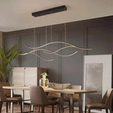 Modern Wave Light Pendant Dimmable Metal for Dining Room