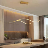 Modern Wave Light Pendant Dimmable Metal for Dining Room