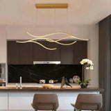 Modern Wave Light Pendant Dimmable Metal for Dining Room
