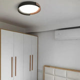 Contrasting Wood Circular Led Ceiling Light for Bedroom
