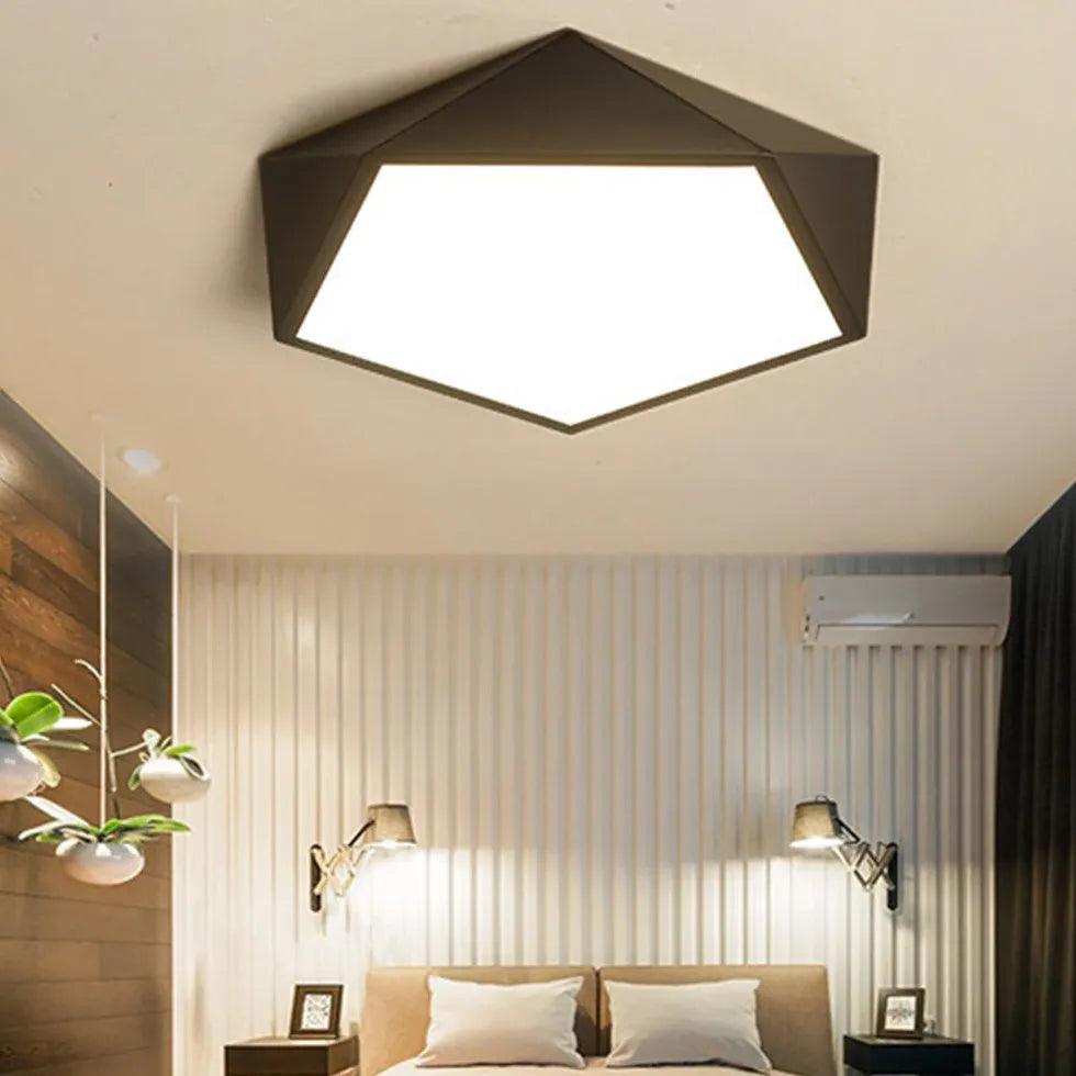 Irregular Pentagonal Bedroom Black Ceiling Light Fixtures