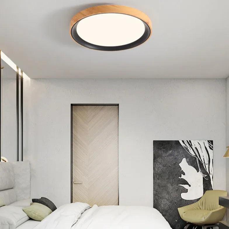 Walnut Round Eye Protection Led Ceiling Light for Living Room