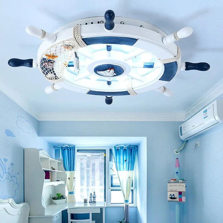 Mediterranean Ship Wheel Childrens Bedroom Ceiling Lights