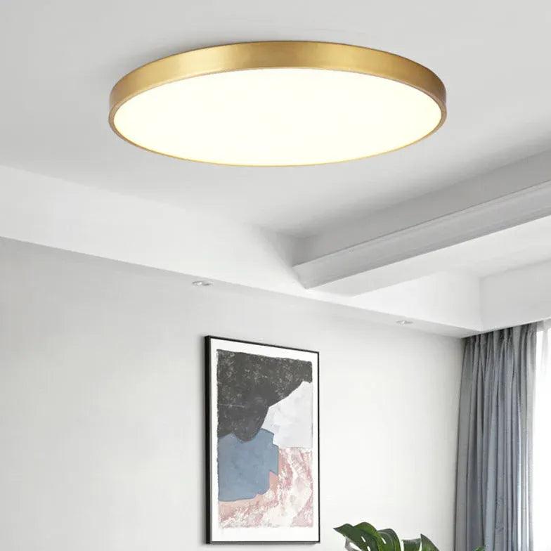 Round Flush Ceiling Light Dimmable Brass Gold for Bedroom
