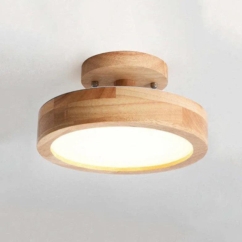 Soft Light Lampshade Wooden Flush Ceiling Light - Clowas