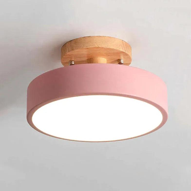 Soft Light Lampshade Wooden Flush Ceiling Light - Clowas