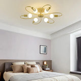 Minimalist Black Iron Curved Ceiling Lights for Bedroom